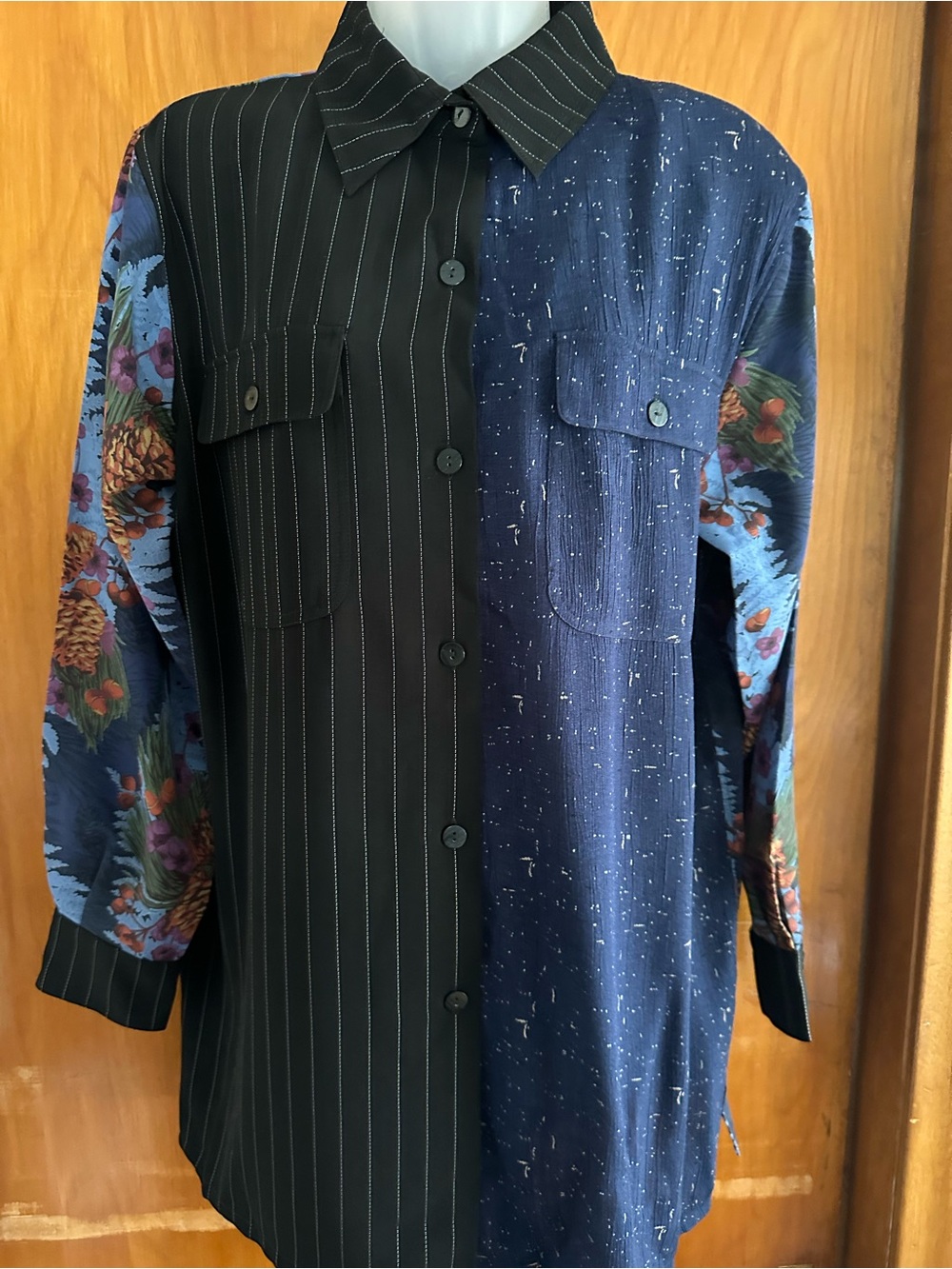 KOOS Of Course Mixed Print Tunic Shirt NWT M